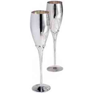 Silver Plated Flute Champagne, 10 inch Pair - 89019