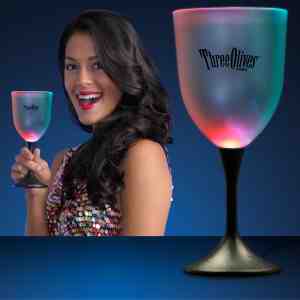 Custom LED Wine Glass with Classy Black Base- 11731 5DAY