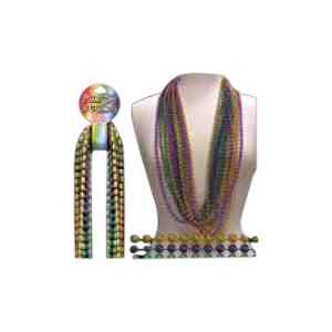 Round Bead Mardi Gras Necklace - JLR025