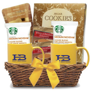 Starbucks Coffee & Cookies Double Yellow Mug Gift Basket