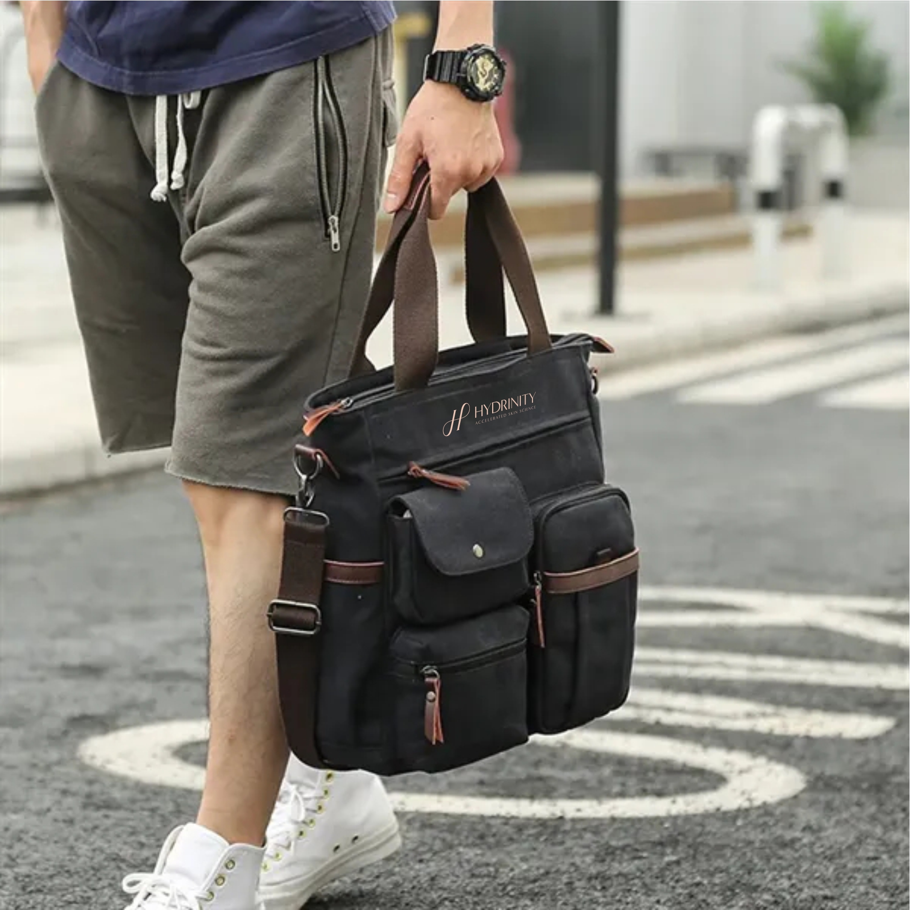 Luxury branded gifts messenger bag used as a corporate gift