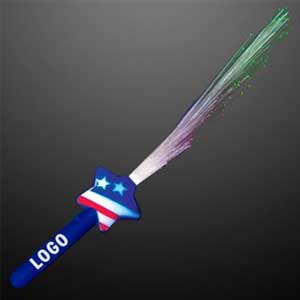 Imprinted Fiber Optic Stars & Stripes Wands