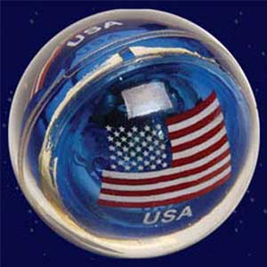 Light Up Ball - Flag Center - Blue - Red LED