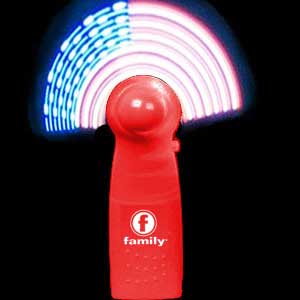 Light Up Fan - Flag & Firework - LED - Red