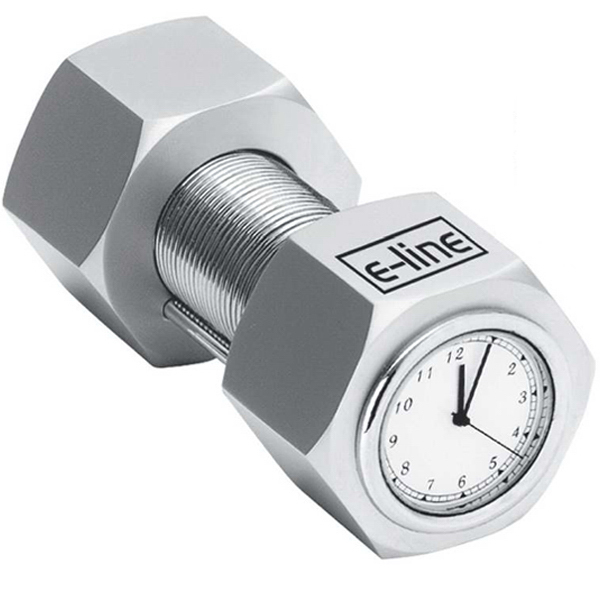 Metal nut and bolt clock with card holder